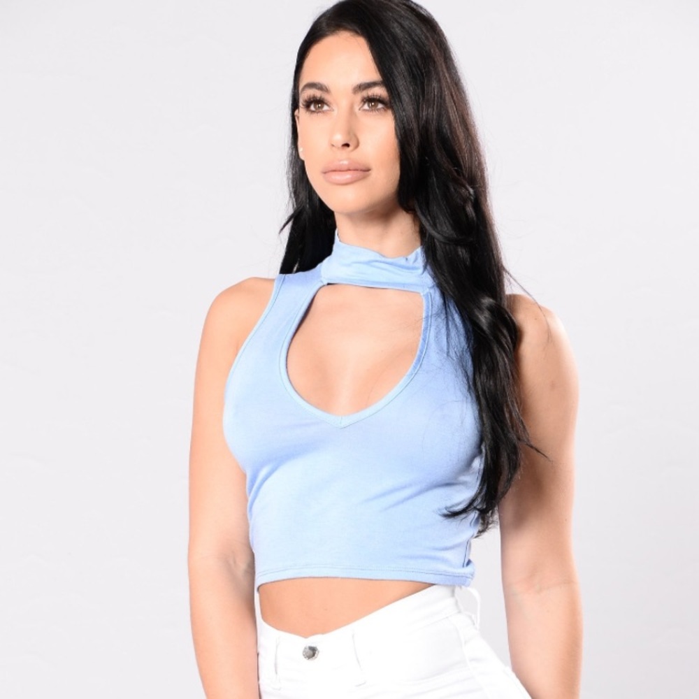 Fashion Nova Slate Blue Crop Top