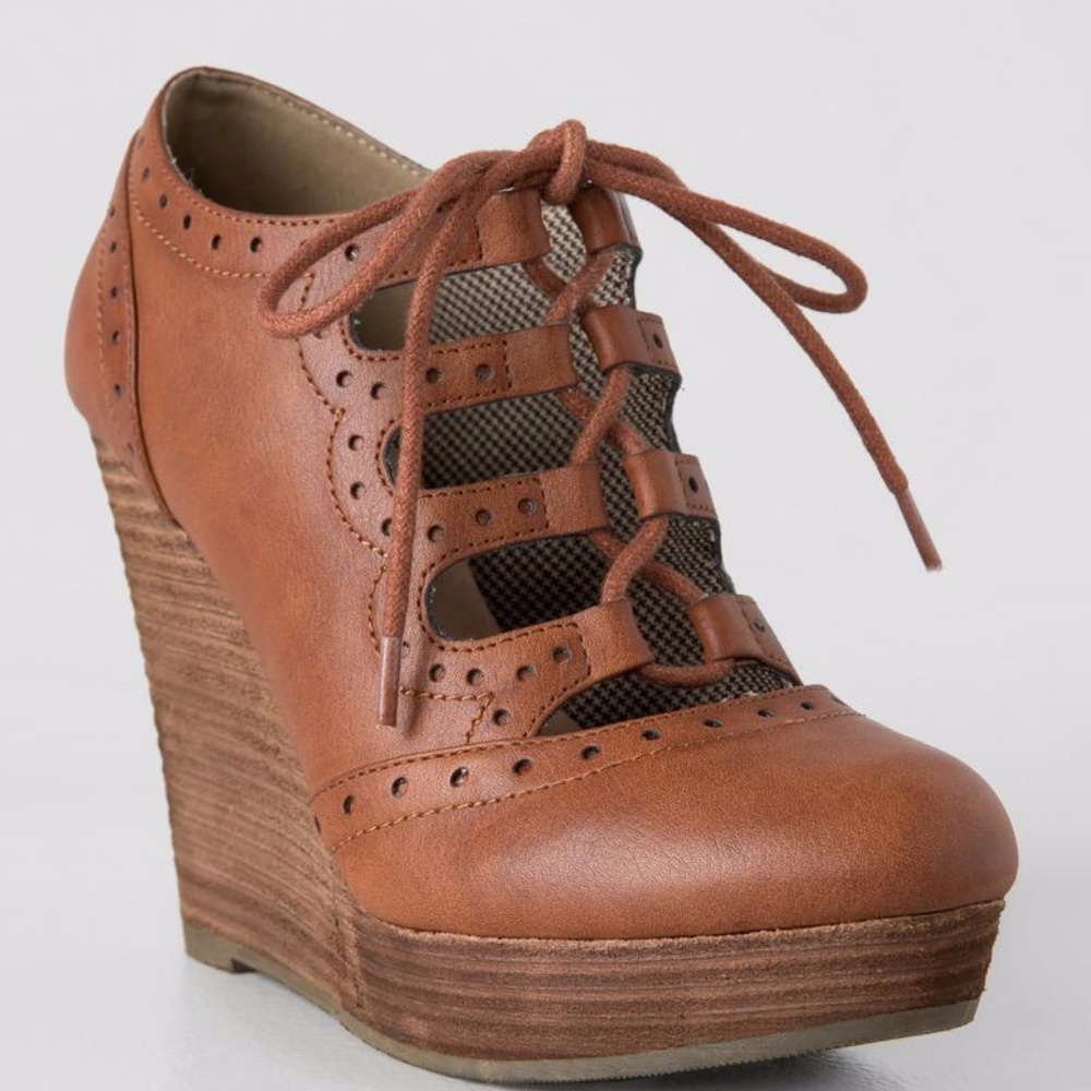 Francesca's Collection Laura Lace Up Wedges Women'