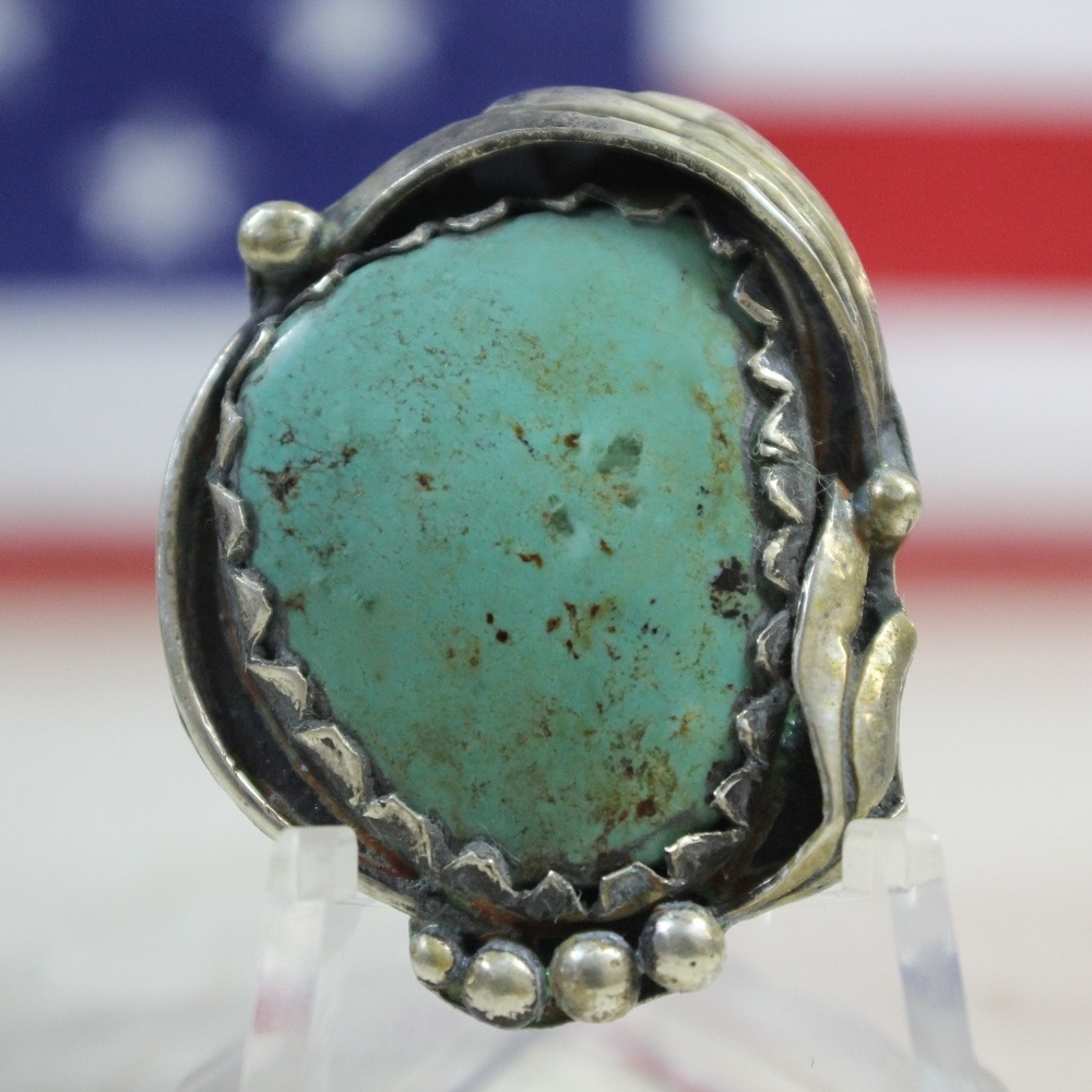 Vintage Navajo Turquoise Sterling Silver Ring #P08