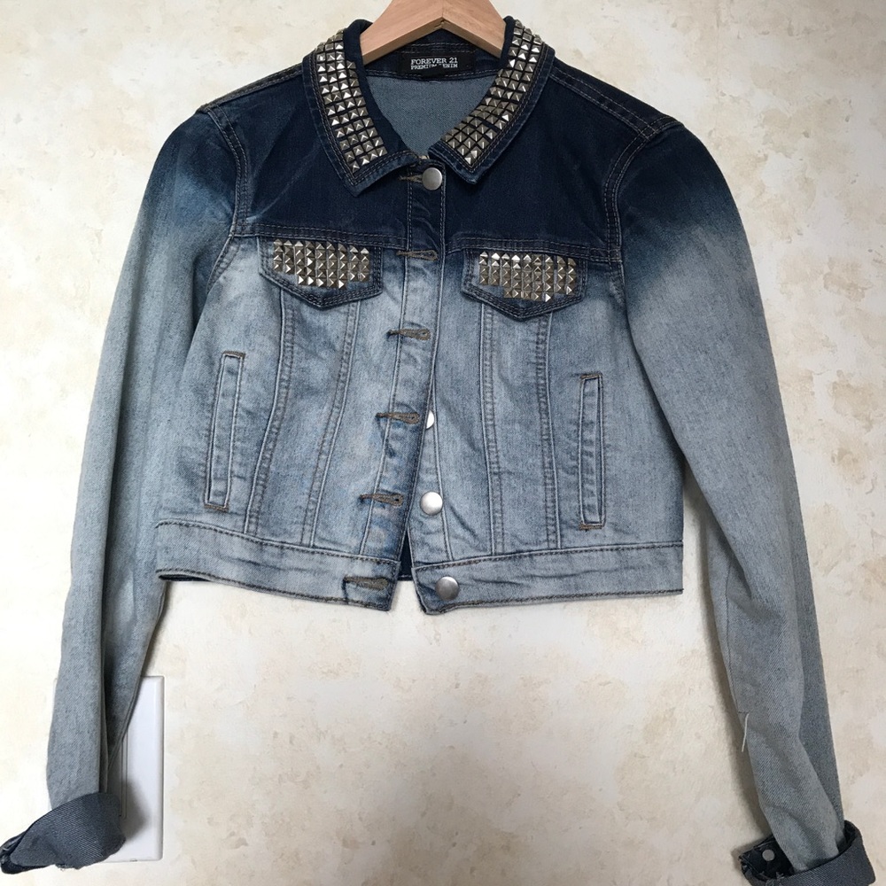 Studded Ombré Denim Jacket