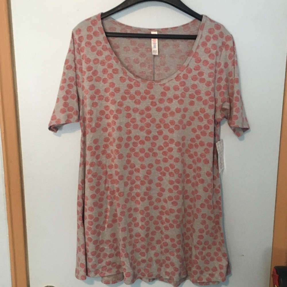 LuLaRoe Perfect T Size S - grey/pink polka dot