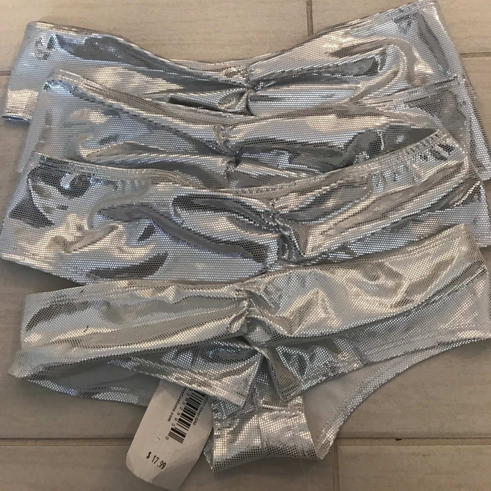 Shiny Silver Puckerback Shorts