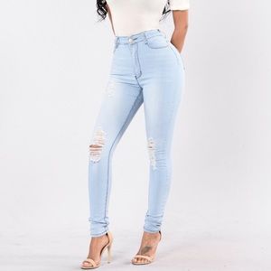 Fashion Nova Distressed High Rise Jeans