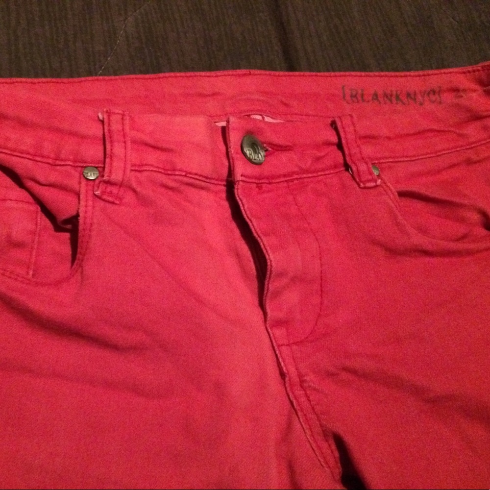 Red skinny jeans