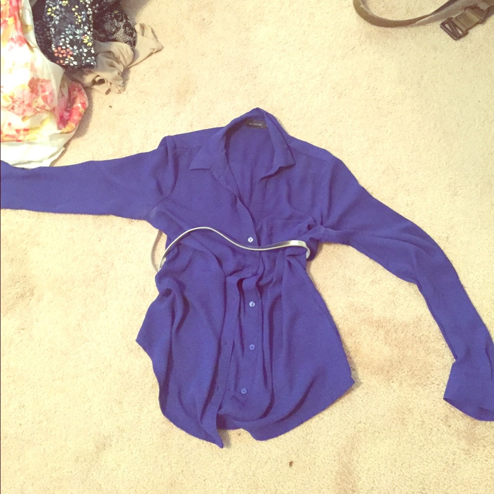 Royal blue button down office shirt