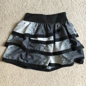 Grey black ruffled skirt stormy pattern TopShop