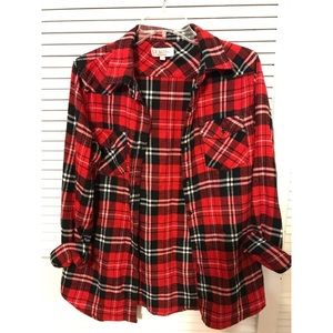 Lumberjack flannel with faux leather elbow pads!