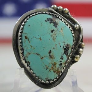 Vintage Navajo Turquoise Sterling Silver Ring #P10
