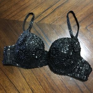 Embellished Black Bra
