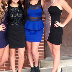 Blue peplum dress with see through cut outs!