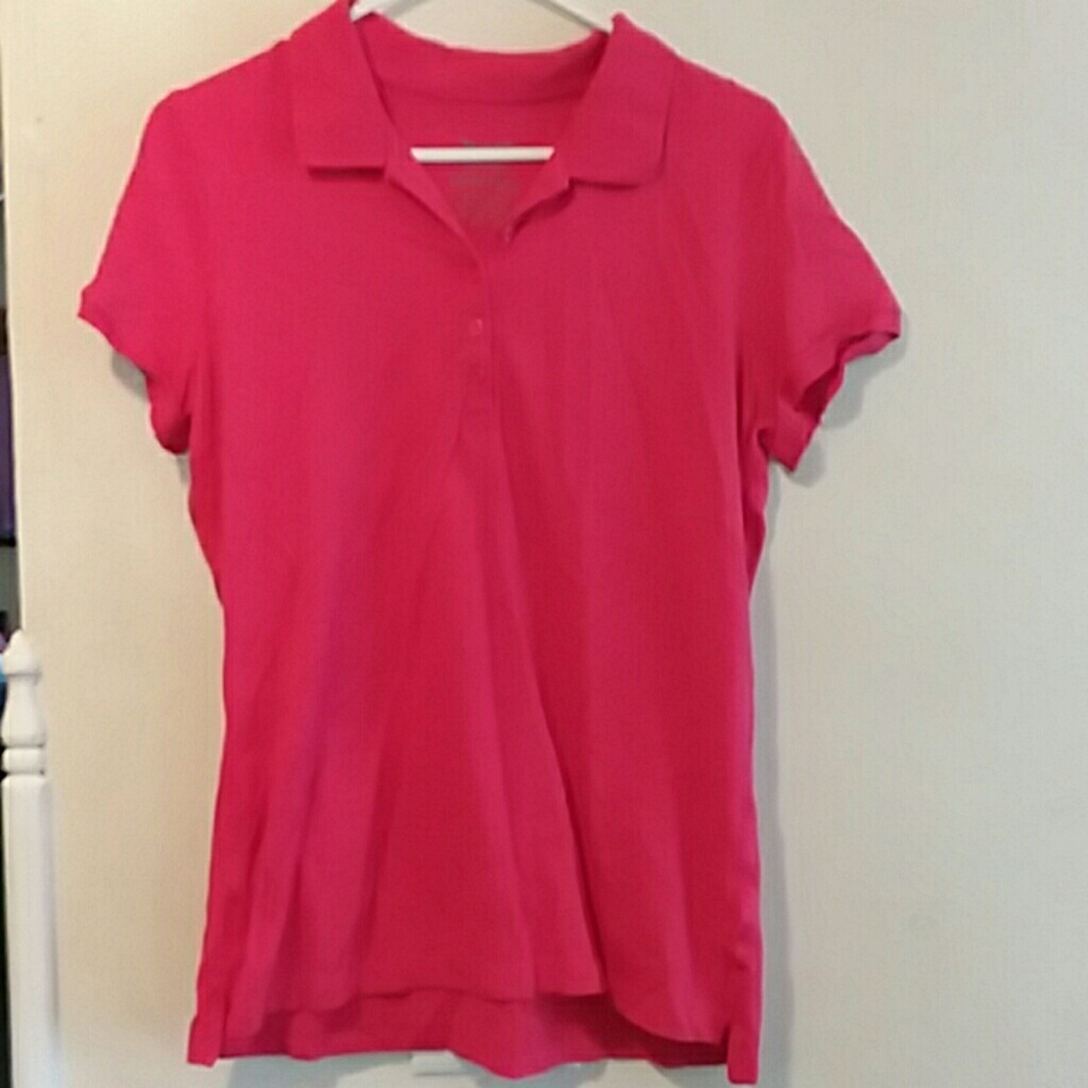 LADIES BUTTONED POLO MELON COLORED SIZE L