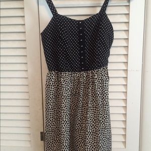 Black and Beige Polkadot Dress