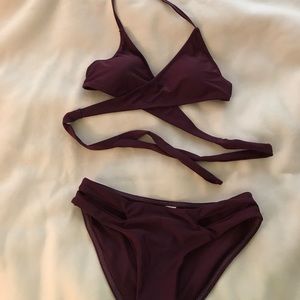 Deep purple strappy bikini