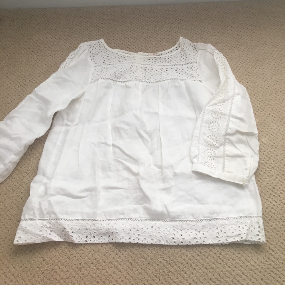 J CREW WHITE LINEN TOP