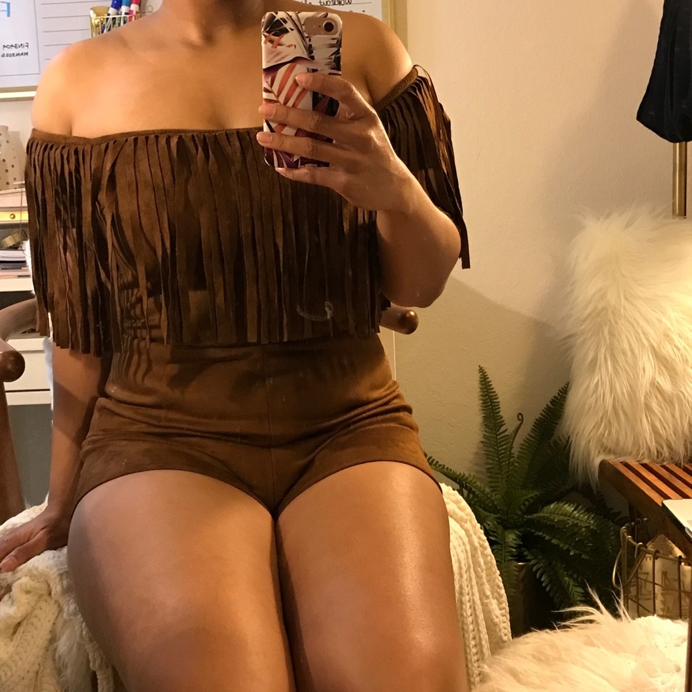 🌻 Midwest Fringe Suede Romper