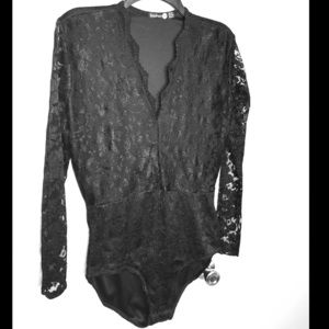 Black BooHoo Lace Bodysuit