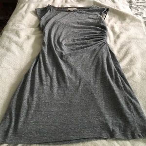 Loft  grey ruched cotton stretch dress
