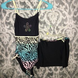 Total girl size 14.5 swimsuit multicolor w/ skirt