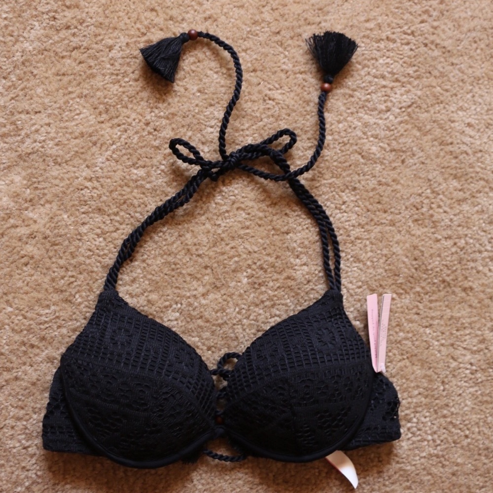 VS The Gorgeous Black Lace Push-Up Bikini Top