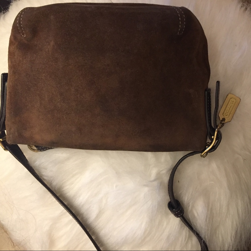 Small brown suede Coach purse