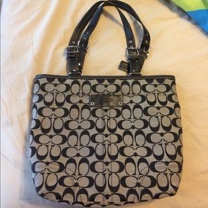 Coach Black and Gray Adjustable Shoulder Purse