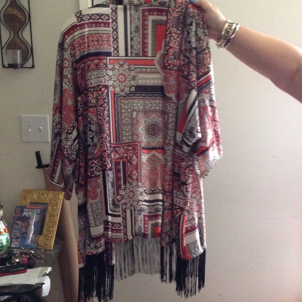 Pink Clove kimono with fringe plus size!