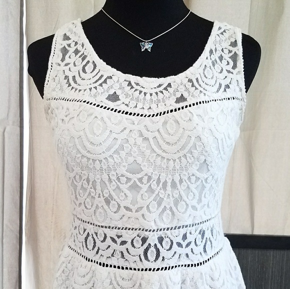Host Pick ☆ White Crochet Lace Eyelet midi dress - Picture 2 of 4
