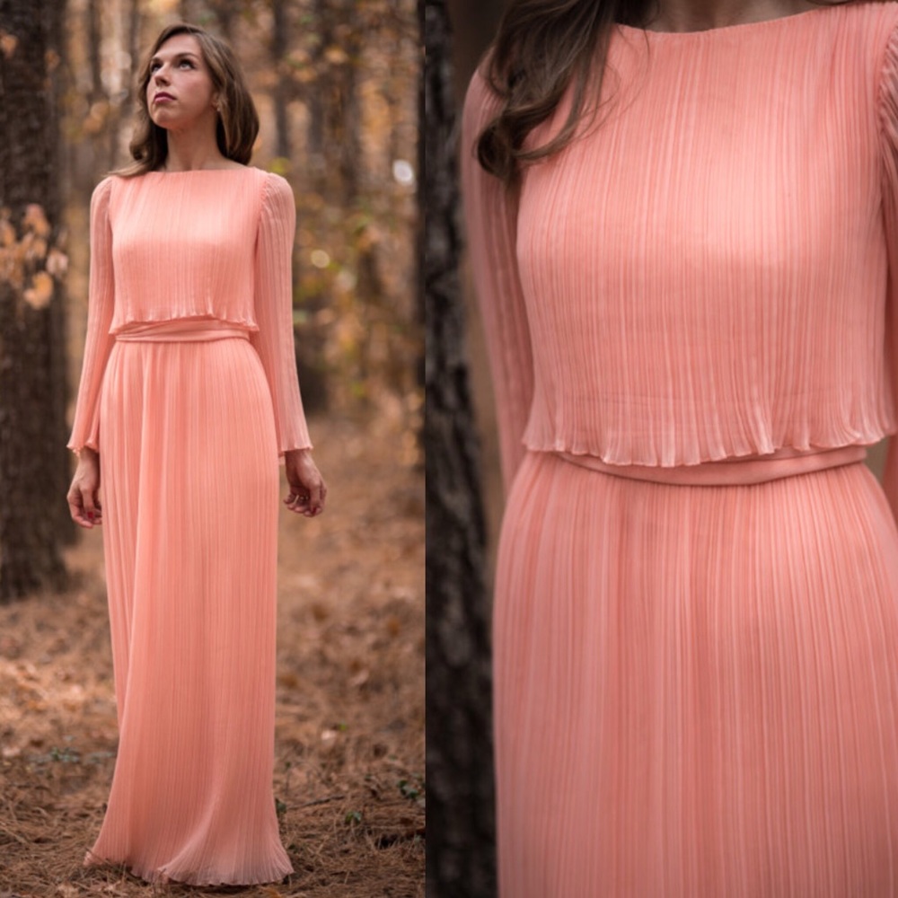 Vintage Salmon Goddess Maxi Gown