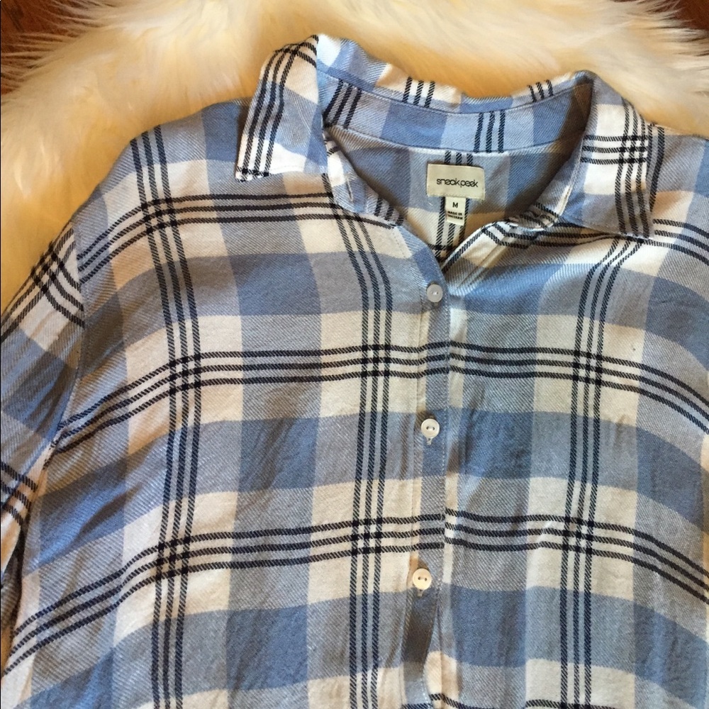 Baby blue button up flannel