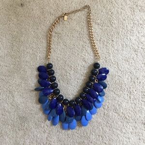 Navy and Royal Blue with Gold Bubble Necklace
