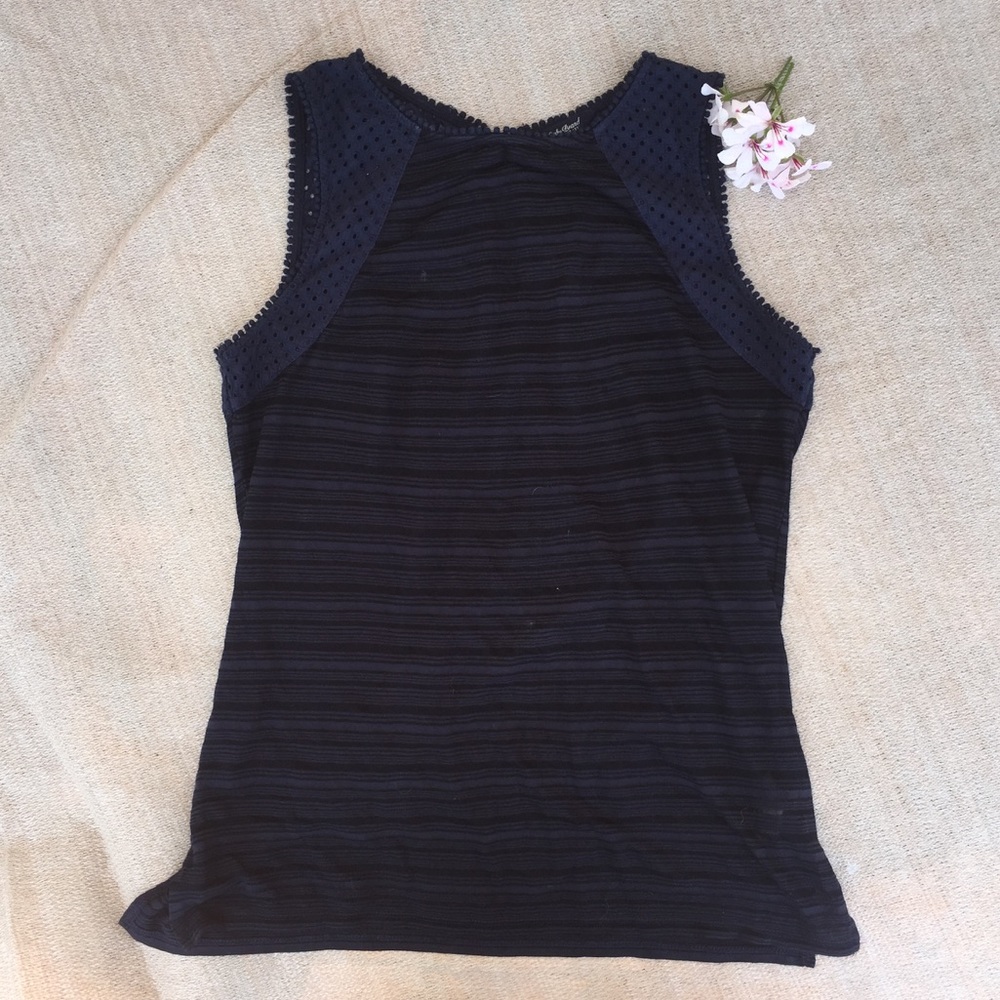 Lucky brand Navy Blue Eyelet and striped tank top