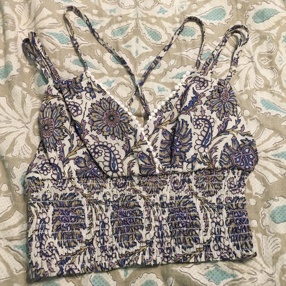 Multicolored crop top w/ criss cross back