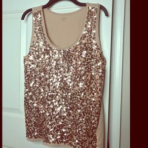 Ann Taylor Loft Sequin Tank pink/gold XL