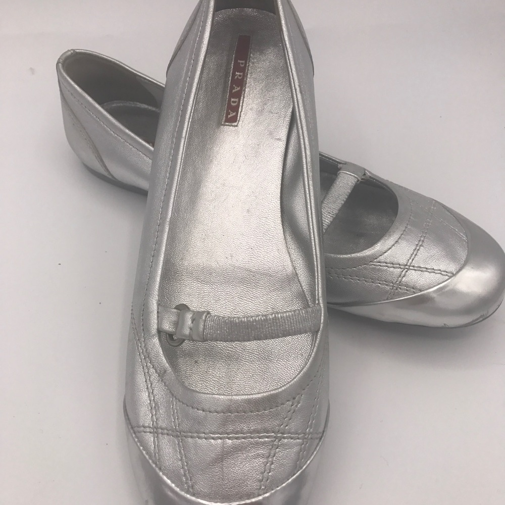 Adorable and Comfy PRADA Flats Silver 9