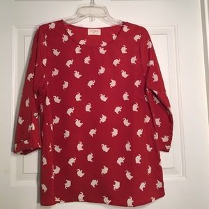 EVERLY Red and Cream Elephant shirt