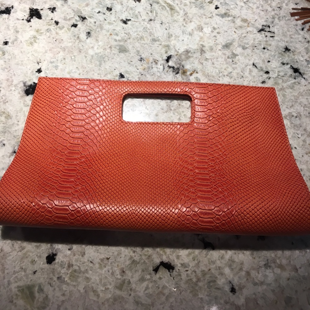 Large Snake Pattern Leather Clutch