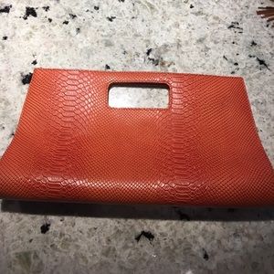 Large Snake Pattern Leather Clutch