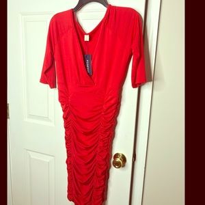 Sexy Red Bodycon Midi Dress L