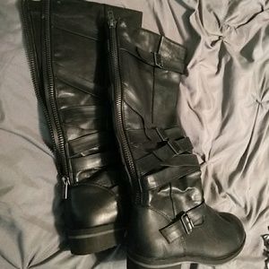 Madden girl knee high black leather boots