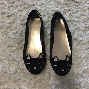 Black suede kitty shoes
