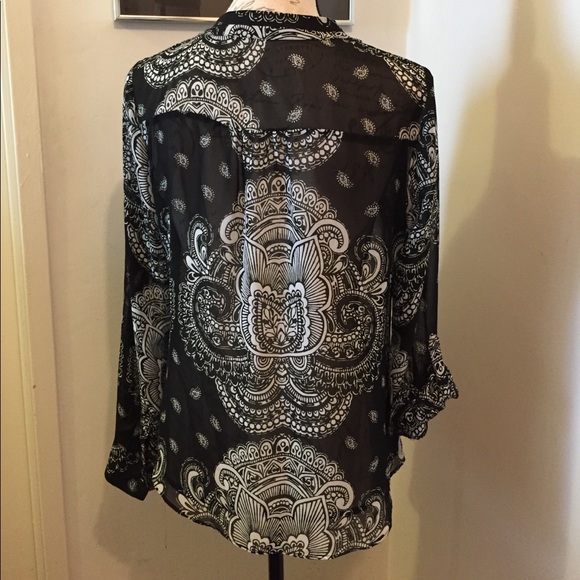 3/$20 ANA a new approach black white paisley top - Picture 3 of 7