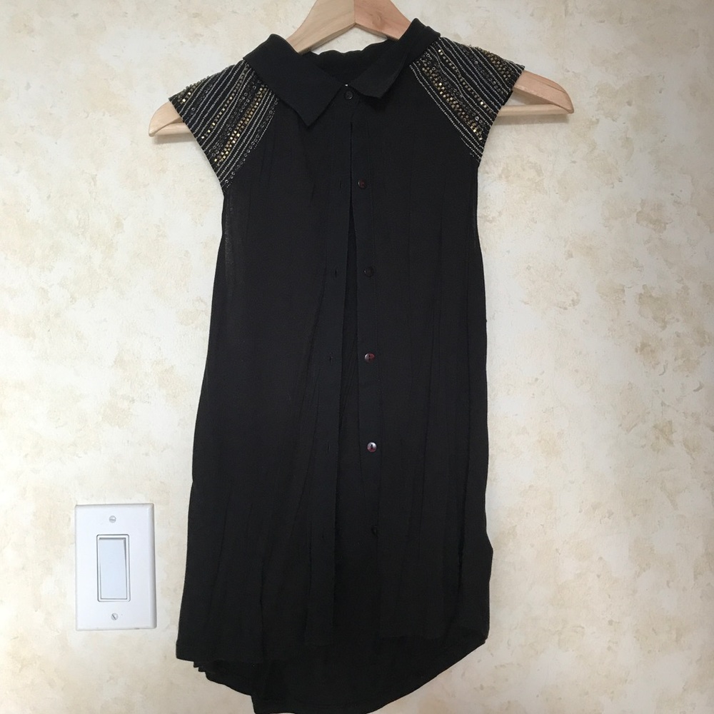 Beaded Button Down Tank