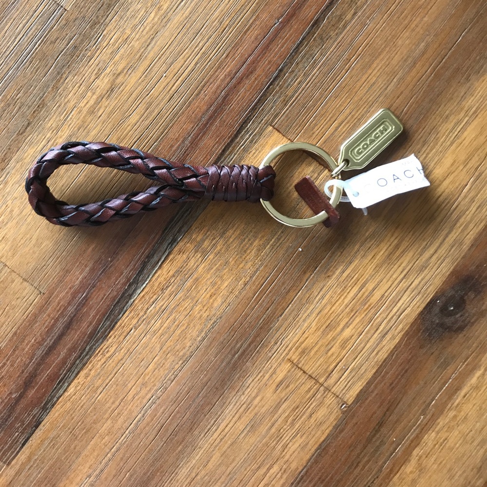 Brown braided Coach keychain Authentic