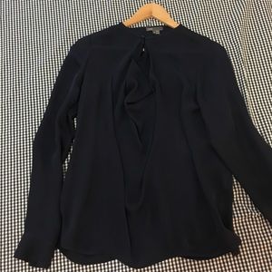 Navy 100% silk Vince top