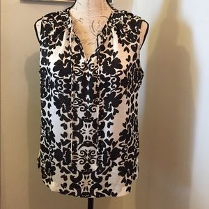 3/$20 Liz Claiborne semi sheer black white top