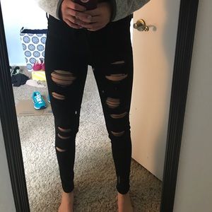Hollister Super Skinny Distressed Black Jeans