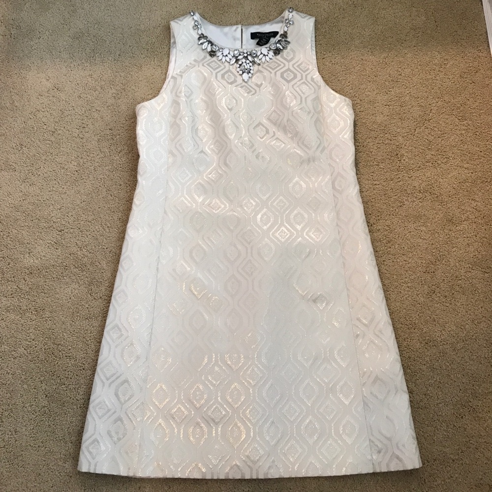 Classy white and silver shift dress
