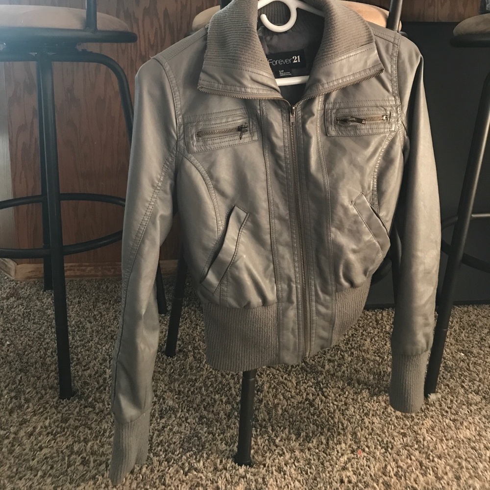 Grey leather jacket