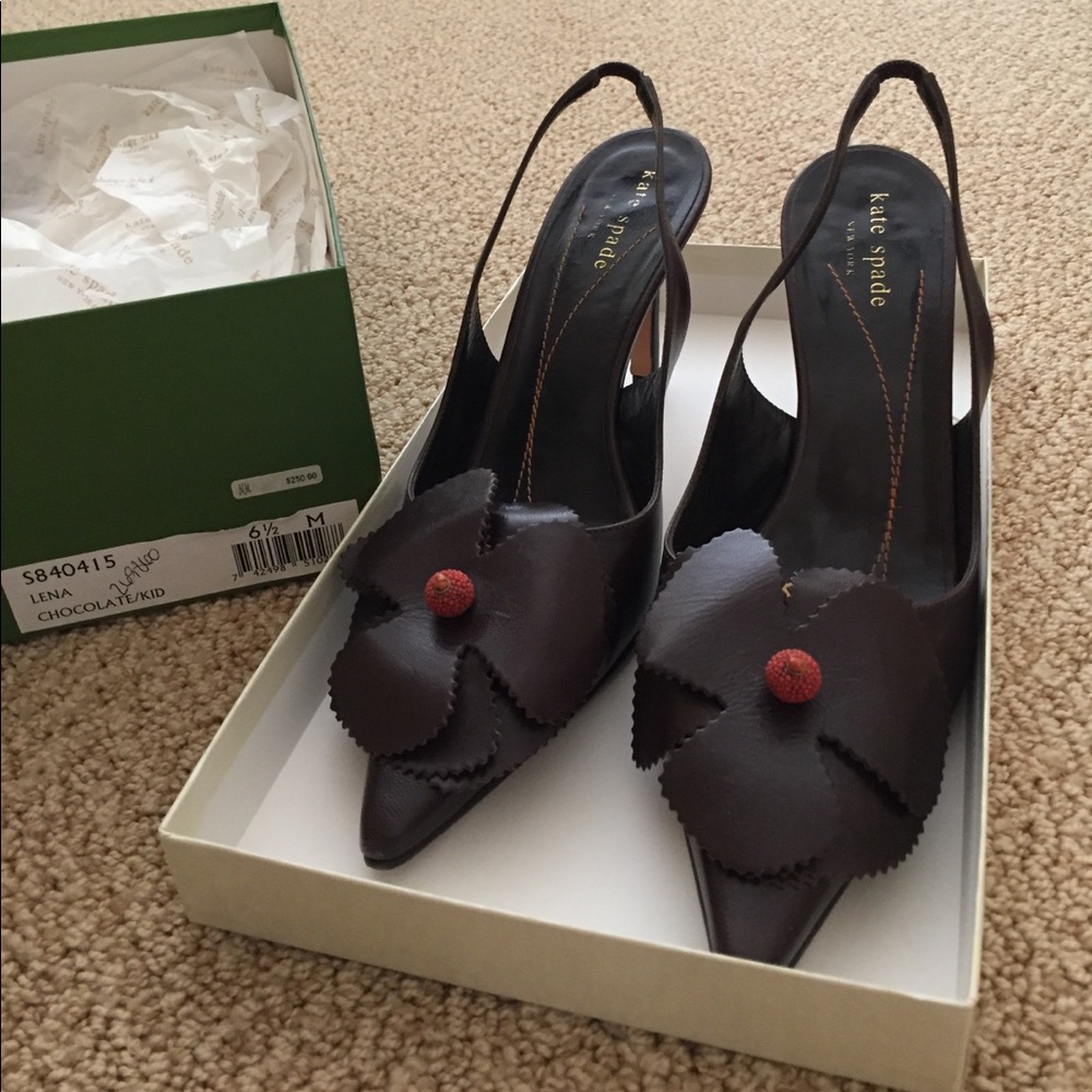 Brown Kate Spade Shoes w/ Floral Detail