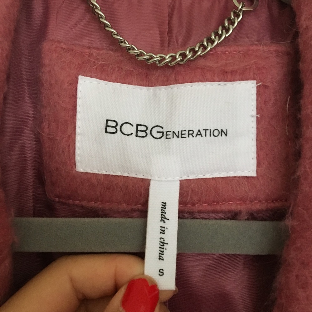 BCBG pink fuzzy oversized coat (size S)